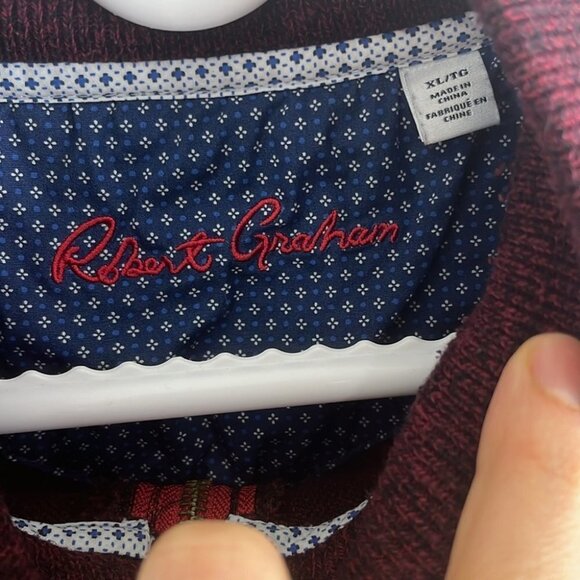 Robert Graham Burgundy Cotton 1/4”-Zip Pullover - Picture 5 of 10